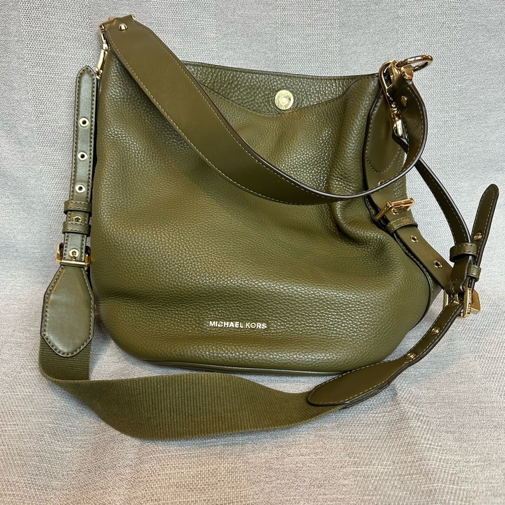 Michael Kors Olive Leather Bucket Bag